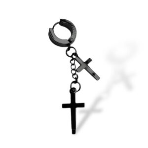 Divine Edge Dangle Cross Earring For Men